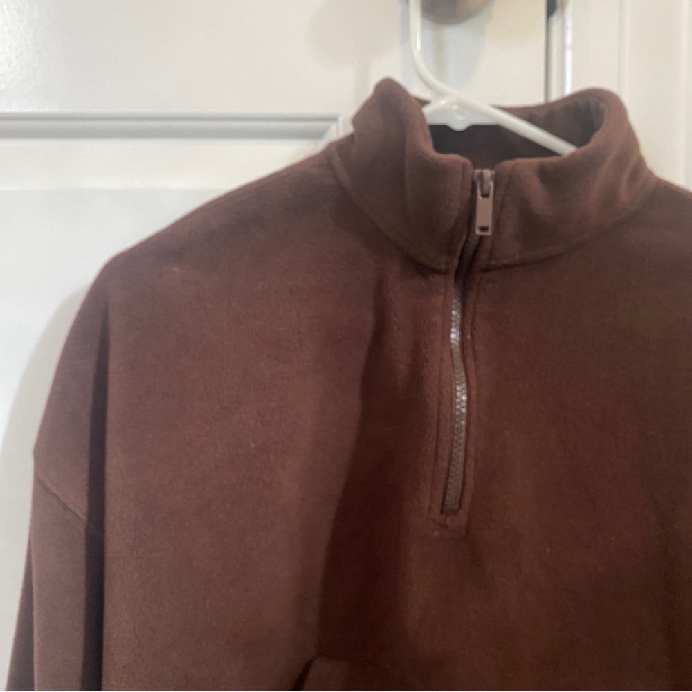 Fabletics Cropped Brown Quarter Zip - image 2